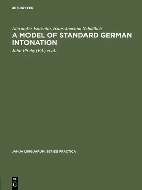 Isacenko / Isacenko / Schädlich |  A model of standard German intonation | Buch |  Sack Fachmedien