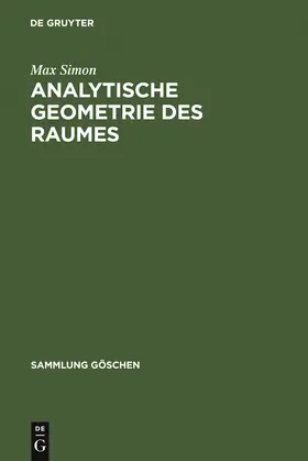 Simon |  Analytische Geometrie des Raumes | Buch |  Sack Fachmedien