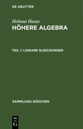 Hasse |  Lineare Gleichungen | Buch |  Sack Fachmedien