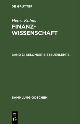 Kolms | Besondere Steuerlehre | Buch | 978-3-11-101837-9 | sack.de