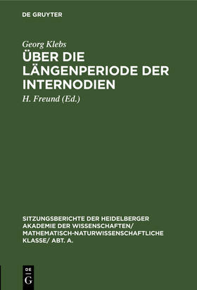 Klebs / Freund | Über die Längenperiode der Internodien | Buch | 978-3-11-104611-2 | sack.de