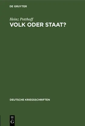 Potthoff |  Volk oder Staat? | Buch |  Sack Fachmedien
