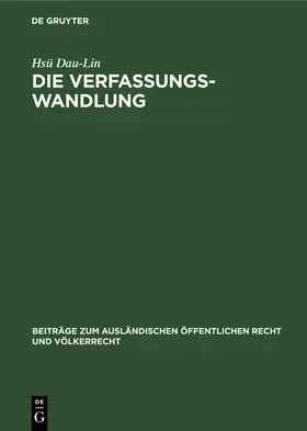 Dau-Lin |  Die Verfassungswandlung | Buch |  Sack Fachmedien