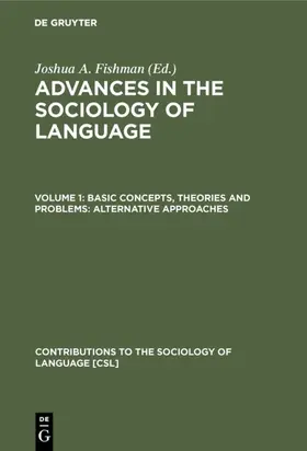 Fishman | Basic concepts, theories and problems: alternative approaches | Buch | 978-3-11-105317-2 | www.sack.de