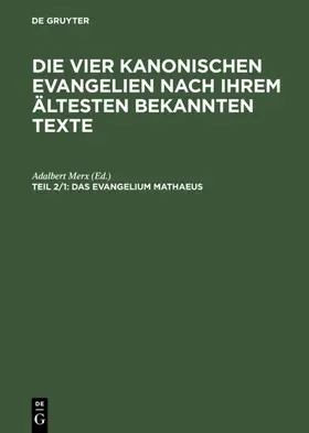 Merx |  Das Evangelium Mathaeus | Buch |  Sack Fachmedien