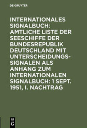 1 Sept. 1951, I. Nachtrag | Buch | 978-3-11-106399-7 | sack.de