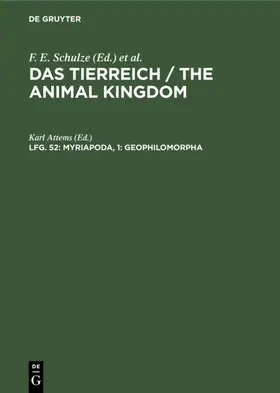 Attems |  Myriapoda, 1: Geophilomorpha | Buch |  Sack Fachmedien