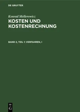 Mellerowicz |  Verfahren, I | Buch |  Sack Fachmedien