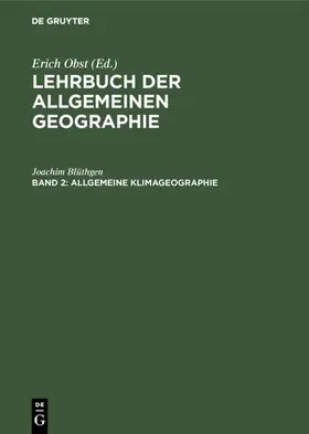 Blüthgen | Allgemeine Klimageographie | Buch | 978-3-11-107411-5 | www.sack.de