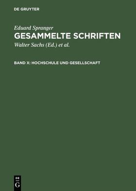 Spranger / Bähr / Sachs |  Hochschule und Gesellschaft | Buch |  Sack Fachmedien