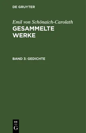 Schönaich-Carolath |  Gedichte | Buch |  Sack Fachmedien