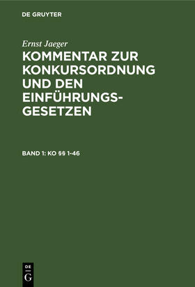 Jaeger | KO §§ 1-46 | Buch | 978-3-11-108419-0 | sack.de