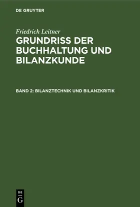 Leitner |  Bilanztechnik und Bilanzkritik | Buch |  Sack Fachmedien