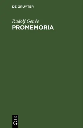 Genée |  Promemoria | Buch |  Sack Fachmedien