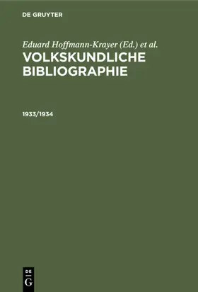 Geiger / Hoffmann-Krayer |  1933/1934 | Buch |  Sack Fachmedien