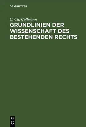 Collmann | Grundlinien der Wissenschaft des bestehenden Rechts | Buch | 978-3-11-110689-2 | www.sack.de