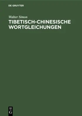Simon |  Tibetisch-chinesische Wortgleichungen | Buch |  Sack Fachmedien