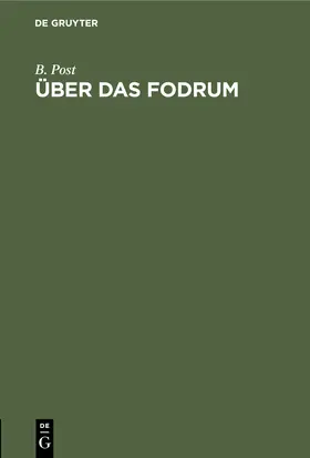 Post |  Über das Fodrum | Buch |  Sack Fachmedien