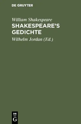 Shakespeare / Jordan |  Shakespeare's Gedichte | Buch |  Sack Fachmedien