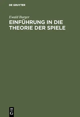 Burger |  Einführung in die Theorie der Spiele | Buch |  Sack Fachmedien