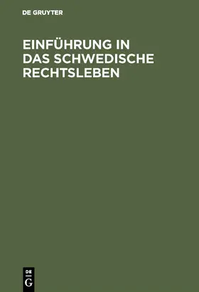  Einführung in das schwedische Rechtsleben | Buch |  Sack Fachmedien