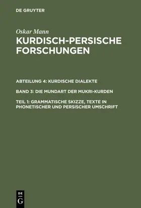 Mann |  Grammatische Skizze, Texte in phonetischer und persischer Umschrift | Buch |  Sack Fachmedien