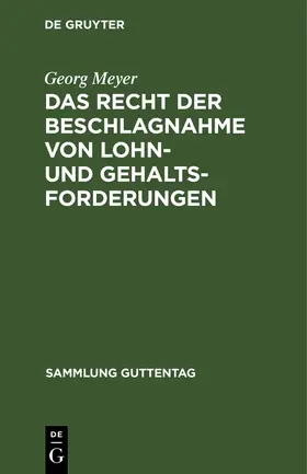 Meyer | Das Recht der Beschlagnahme von Lohn- und Gehaltsforderungen | Buch | 978-3-11-116834-0 | www.sack.de