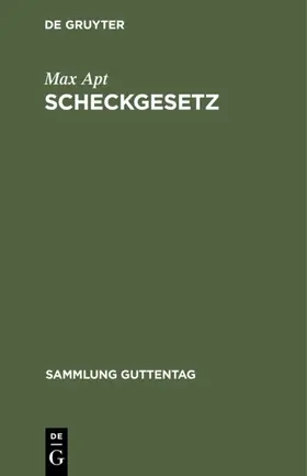 Apt |  Scheckgesetz | Buch |  Sack Fachmedien
