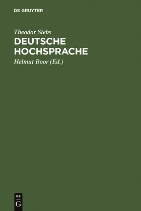 Siebs / Boor |  Deutsche Hochsprache | Buch |  Sack Fachmedien
