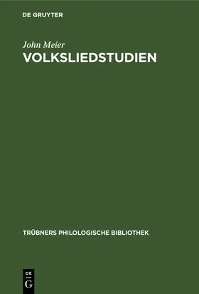 Meier |  Volksliedstudien | Buch |  Sack Fachmedien