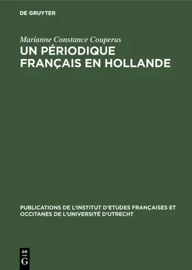 Couperus |  Un périodique français en Hollande | Buch |  Sack Fachmedien