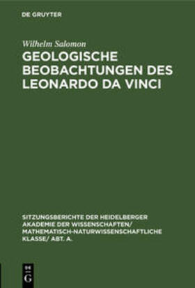 Salomon |  Geologische Beobachtungen des Leonardo da Vinci | Buch |  Sack Fachmedien