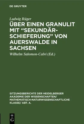 Rüger / Salomon-Calvi |  Über einen Granulit mit "Sekundärschieferung" von Auerswalde in Sachsen | Buch |  Sack Fachmedien