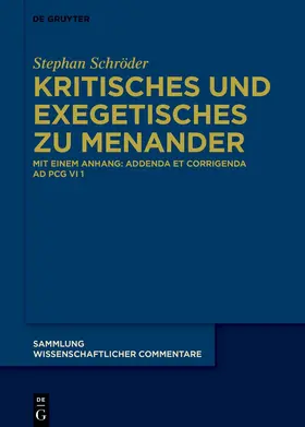 Schröder |  Kritisches und Exegetisches zu Menander | Buch |  Sack Fachmedien