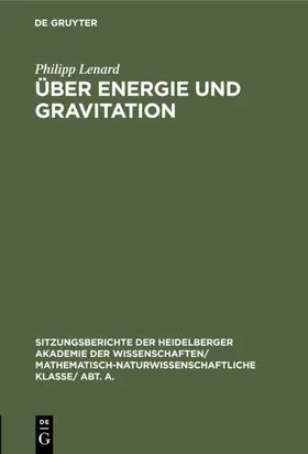 Lenard |  Über Energie und Gravitation | Buch |  Sack Fachmedien