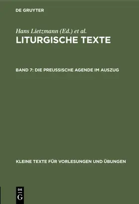 Lietzmann |  Die Preussische Agende im Auszug | Buch |  Sack Fachmedien