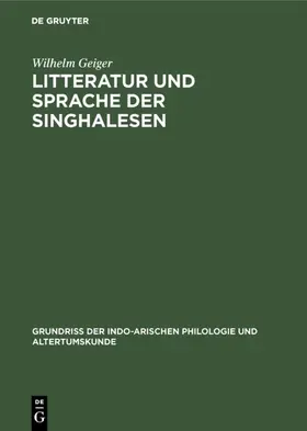 Geiger |  Litteratur und Sprache der Singhalesen | Buch |  Sack Fachmedien