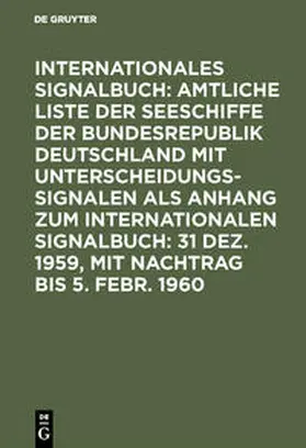  31 Dez. 1959, mit Nachtrag bis 5. Febr. 1960 | Buch |  Sack Fachmedien