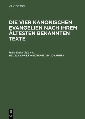 Merx / Ruska |  Das Evangelium des Johannes | Buch |  Sack Fachmedien