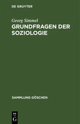 Simmel |  Grundfragen der Soziologie | Buch |  Sack Fachmedien