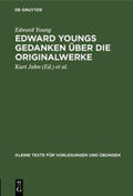 Young / Jahn / Richardson |  Edward Youngs Gedanken über die Originalwerke | Buch |  Sack Fachmedien