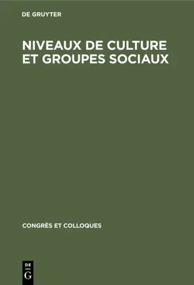  Niveaux de culture et groupes sociaux | Buch |  Sack Fachmedien