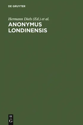 Diels / Spaet / Beckh |  Anonymus Londinensis | Buch |  Sack Fachmedien
