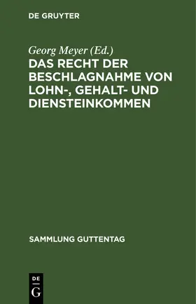 Meyer |  Das Recht der Beschlagnahme von Lohn-, Gehalt- und Diensteinkommen | Buch |  Sack Fachmedien