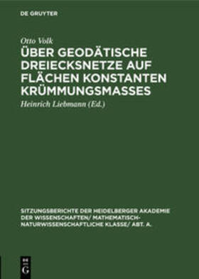 Volk / Liebmann |  Über geodätische Dreiecksnetze auf Flächen konstanten Krümmungsmaßes | Buch |  Sack Fachmedien