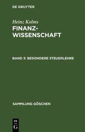 Kolms |  Besondere Steuerlehre | Buch |  Sack Fachmedien