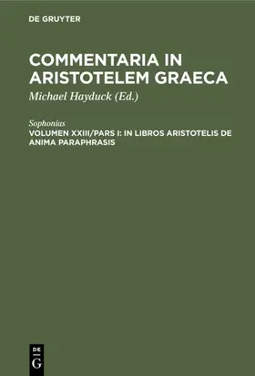 Sophonias / Hayduck |  In libros Aristotelis De Anima paraphrasis | eBook | Sack Fachmedien