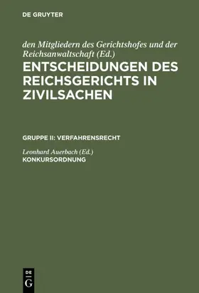 Auerbach |  Konkursordnung | eBook | Sack Fachmedien