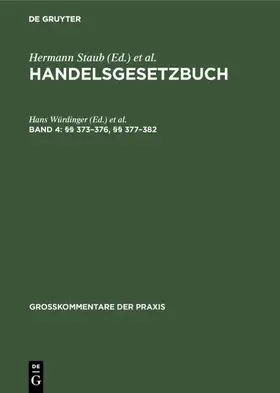Würdinger / Röhricht / Brüggemann |  §§ 373–376, §§ 377–382 | eBook | Sack Fachmedien