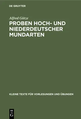 Götze |  Proben hoch- und niederdeutscher Mundarten | eBook | Sack Fachmedien